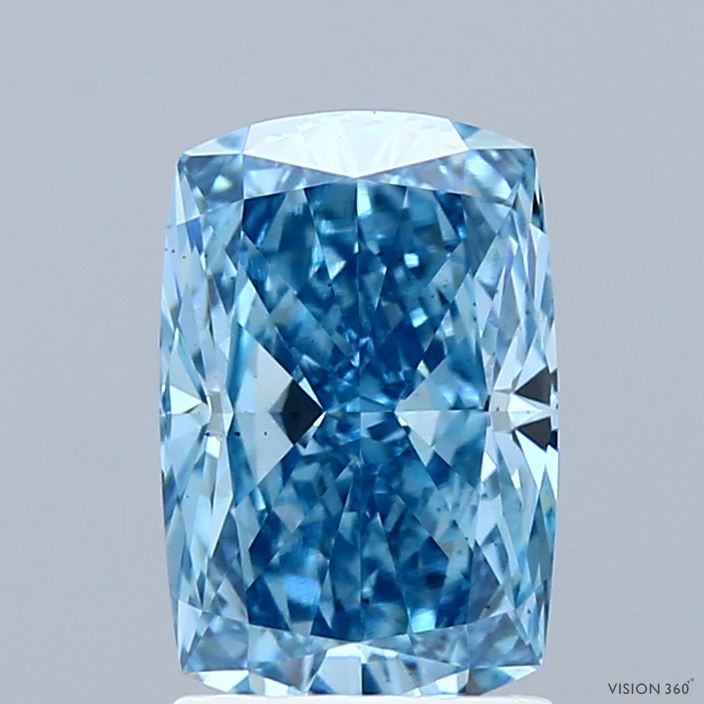2.03ct Cushion FANCY VIVID BLUE VS2 Lab Created Diamond