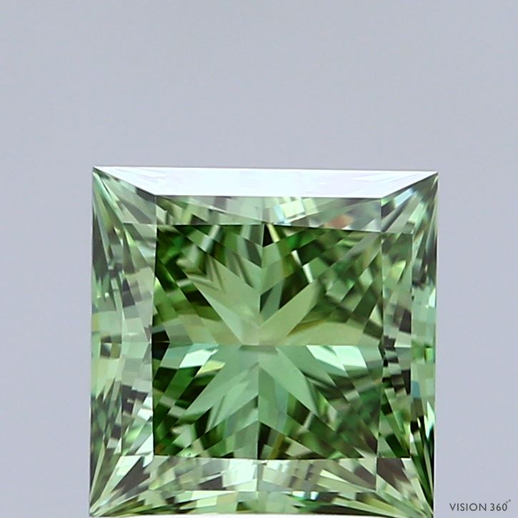 2.47ct Princess FANCY VIVID GREEN VVS2 Lab Created Diamond
