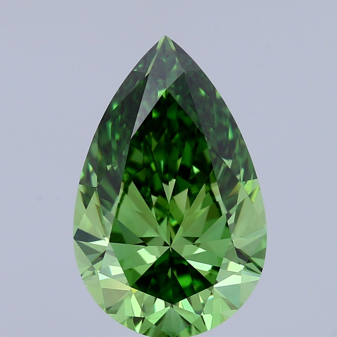 3ct Pear FANCY VIVID GREEN VS1 Lab Created Diamond