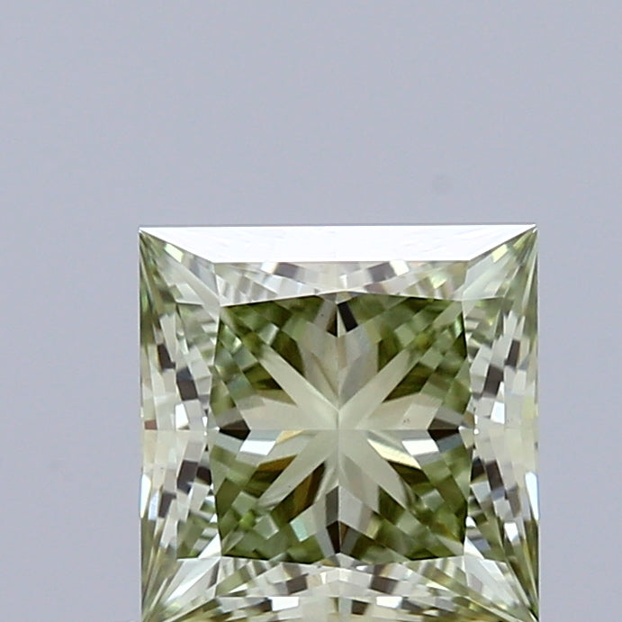 1.08ct Princess FANCY VIVID GREEN VVS2 Lab Created Diamond