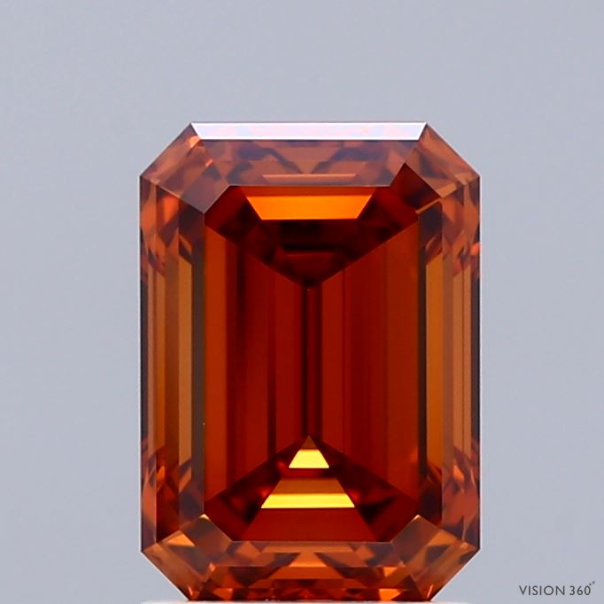 2.02ct Emerald FANCY VIVID ORANGE VVS2 Lab Created Diamond