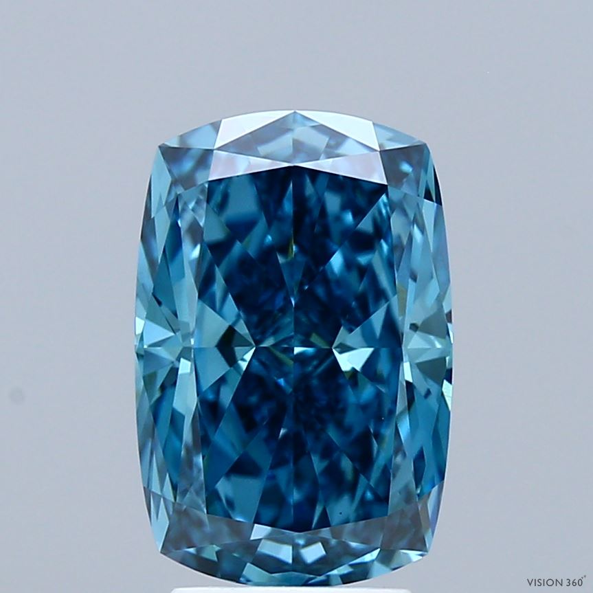 3.09ct Cushion FANCY VIVID BLUE VS1 Lab Created Diamond