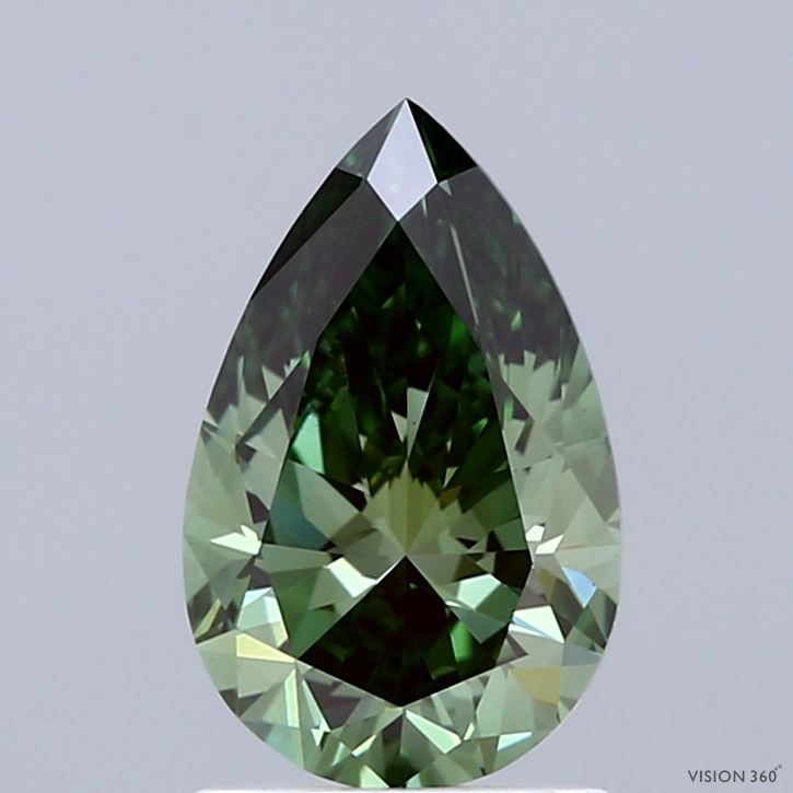 1.5ct Pear FANCY VIVID GREEN VVS2 Lab Created Diamond