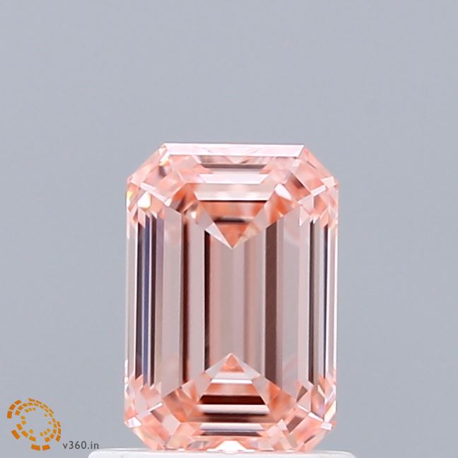 1.04ct Emerald FANCY VIVID PINK VVS1 Lab Created Diamond
