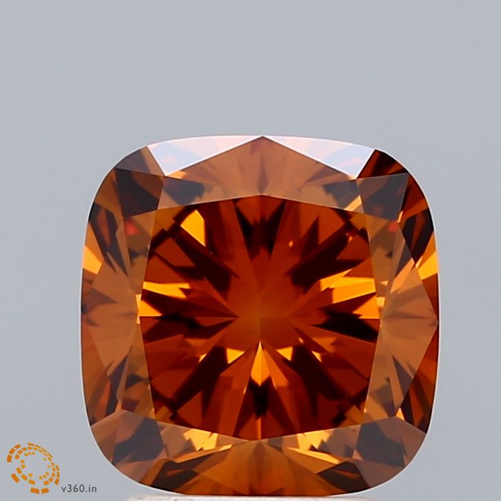 3ct Cushion FANCY BROWNISH ORANGE VVS2 Lab Created Diamond