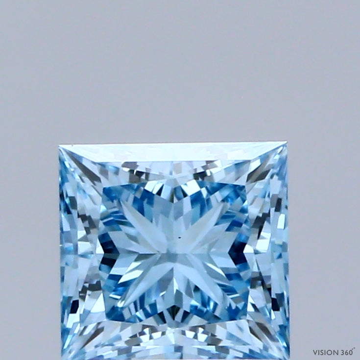 1.04ct Princess FANCY VIVID BLUE VS1 Lab Created Diamond