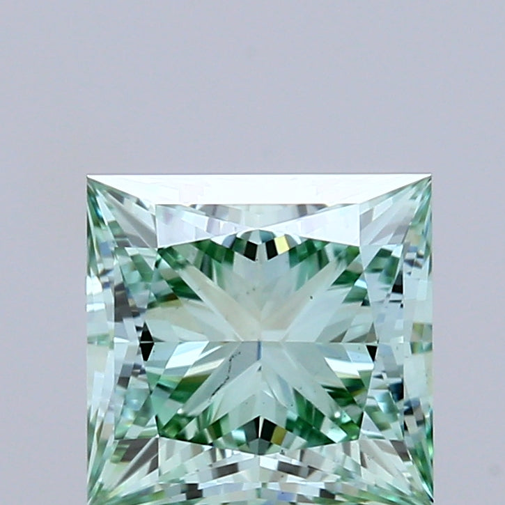 1.51ct Princess FANCY INTENSE GREEN VS1 Lab Created Diamond