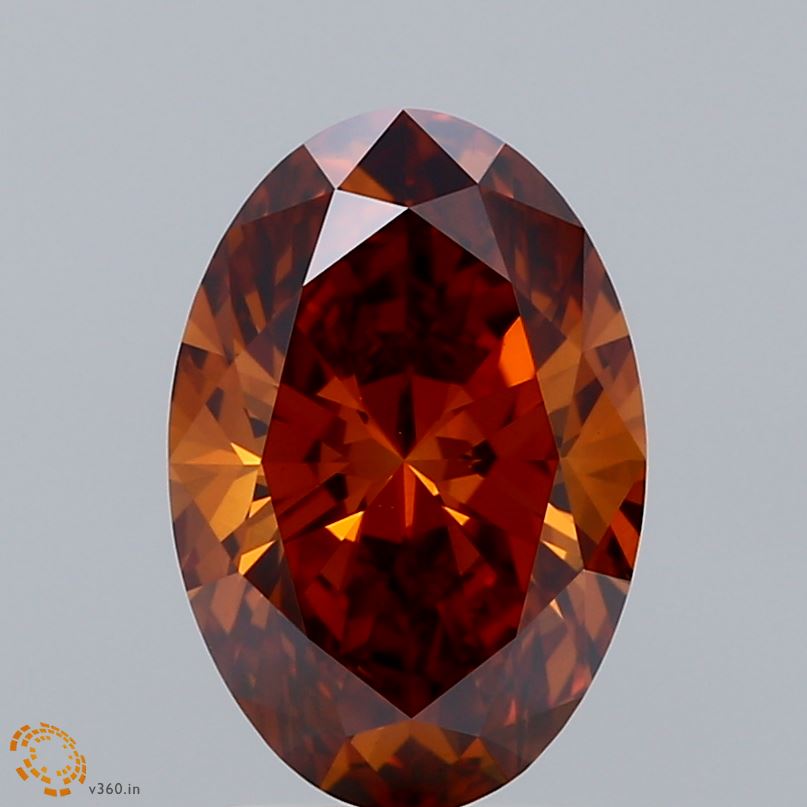 2.55ct Oval FANCY DEEP ORANGE VVS2 Lab Created Diamond