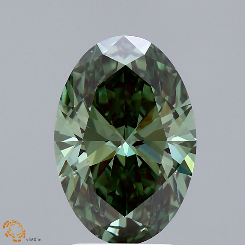 2.52ct Oval FANCY VIVID GREEN VVS2 Lab Created Diamond