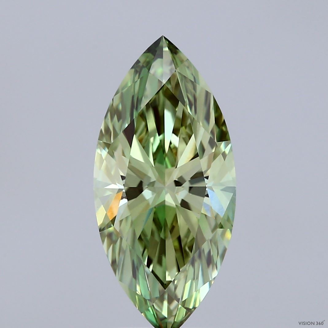 2.84ct Marquise FANCY VIVID GREEN VS1 Lab Created Diamond