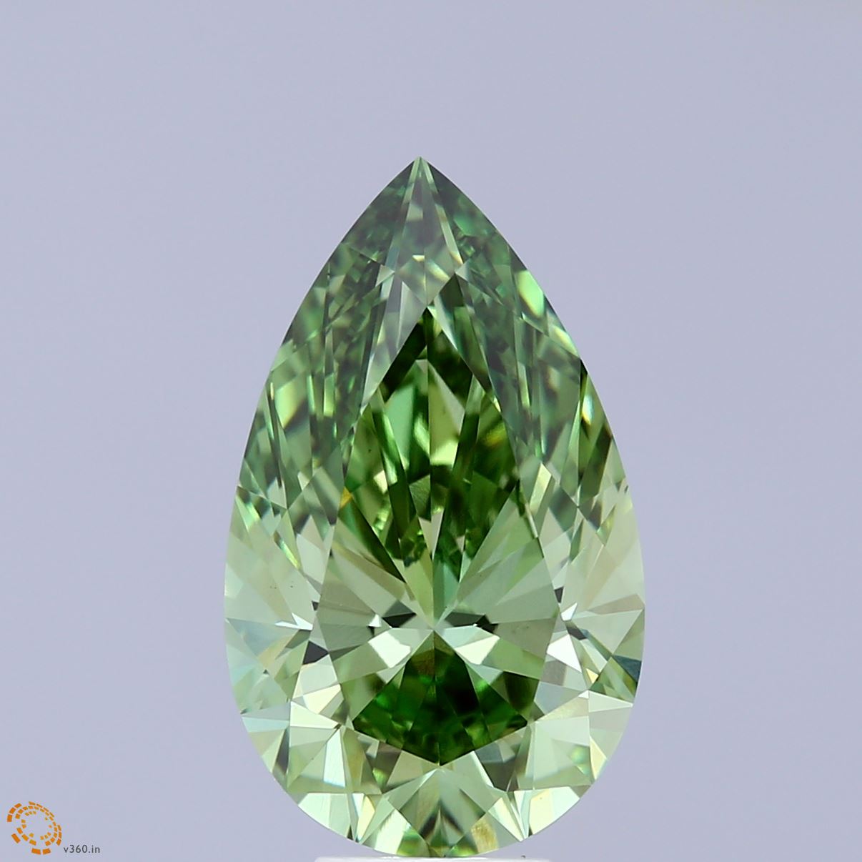 5.55ct Pear FANCY VIVID GREEN VVS2 Lab Created Diamond