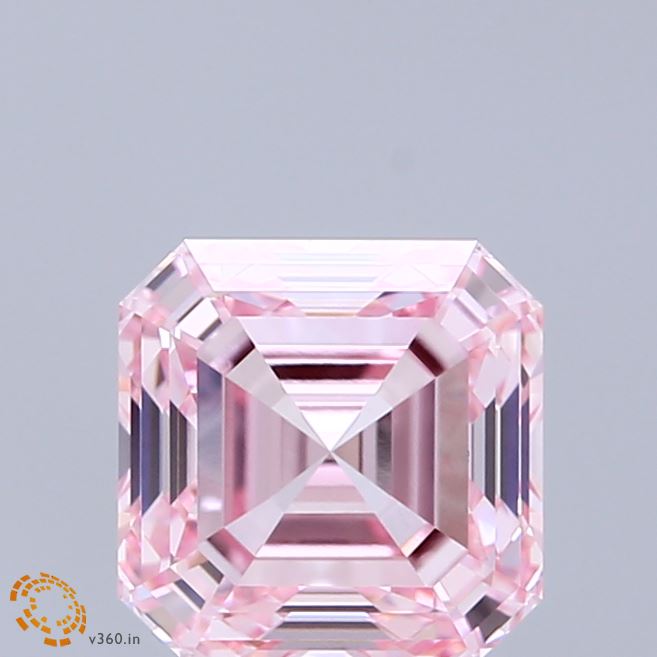 2.09ct Asscher FANCY INTENSE PINK VS1 Lab Created Diamond
