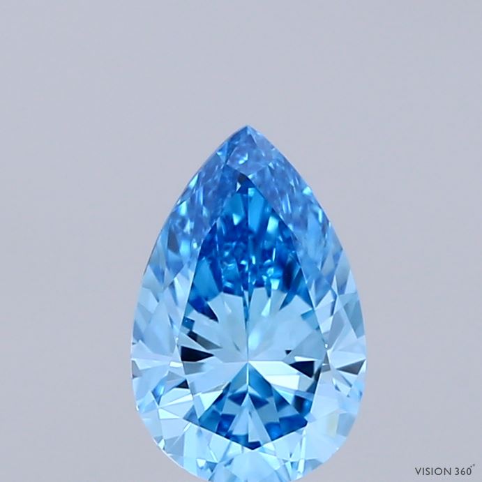 0.89ct Pear FANCY VIVID BLUE VVS2 Lab Created Diamond