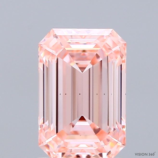 1.73ct Emerald FANCY INTENSE PINK VS2 Lab Created Diamond