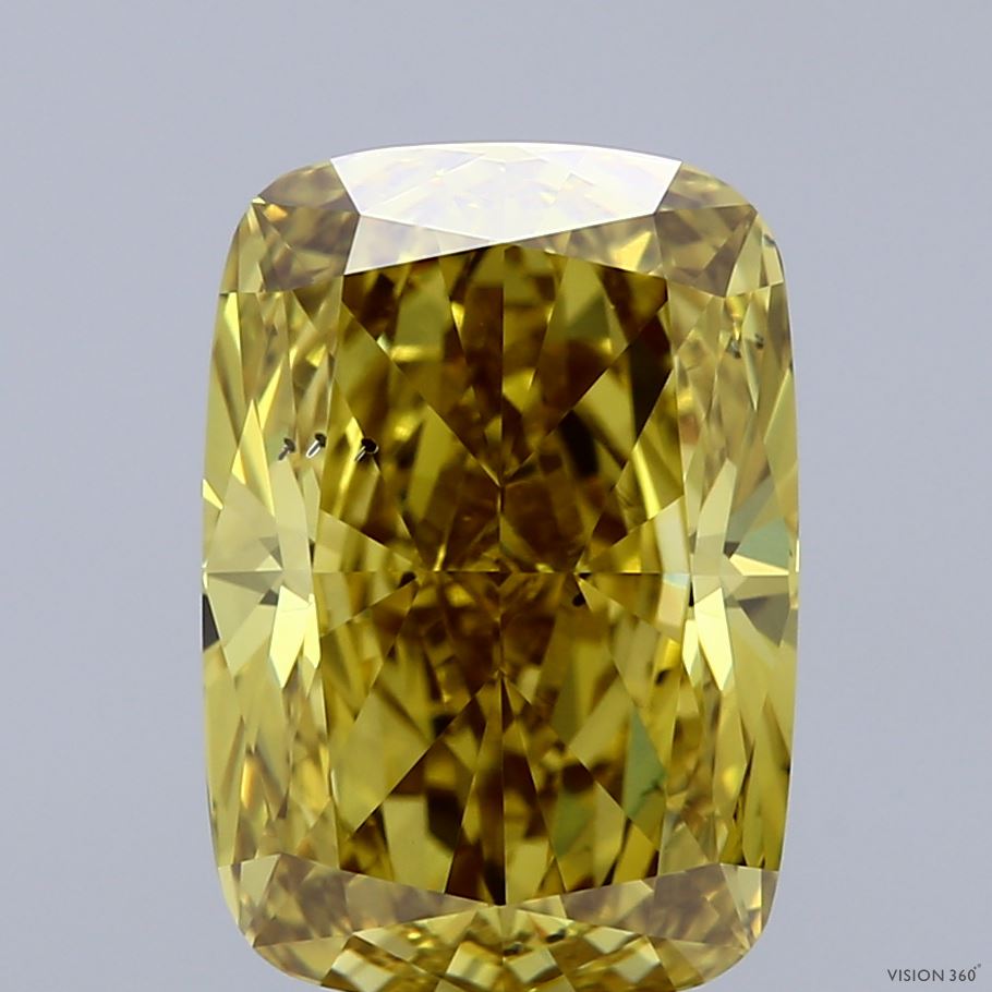 5.06ct Cushion FANCY VIVID YELLOW VS2 Lab Created Diamond