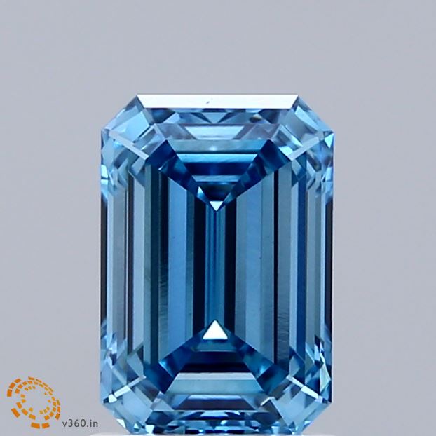 1.55ct Emerald FANCY VIVID BLUE VS1 Lab Created Diamond