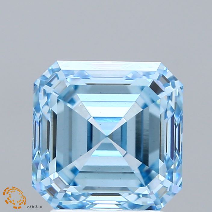 3.05ct Asscher FANCY INTENSE BLUE VS1 Lab Created Diamond