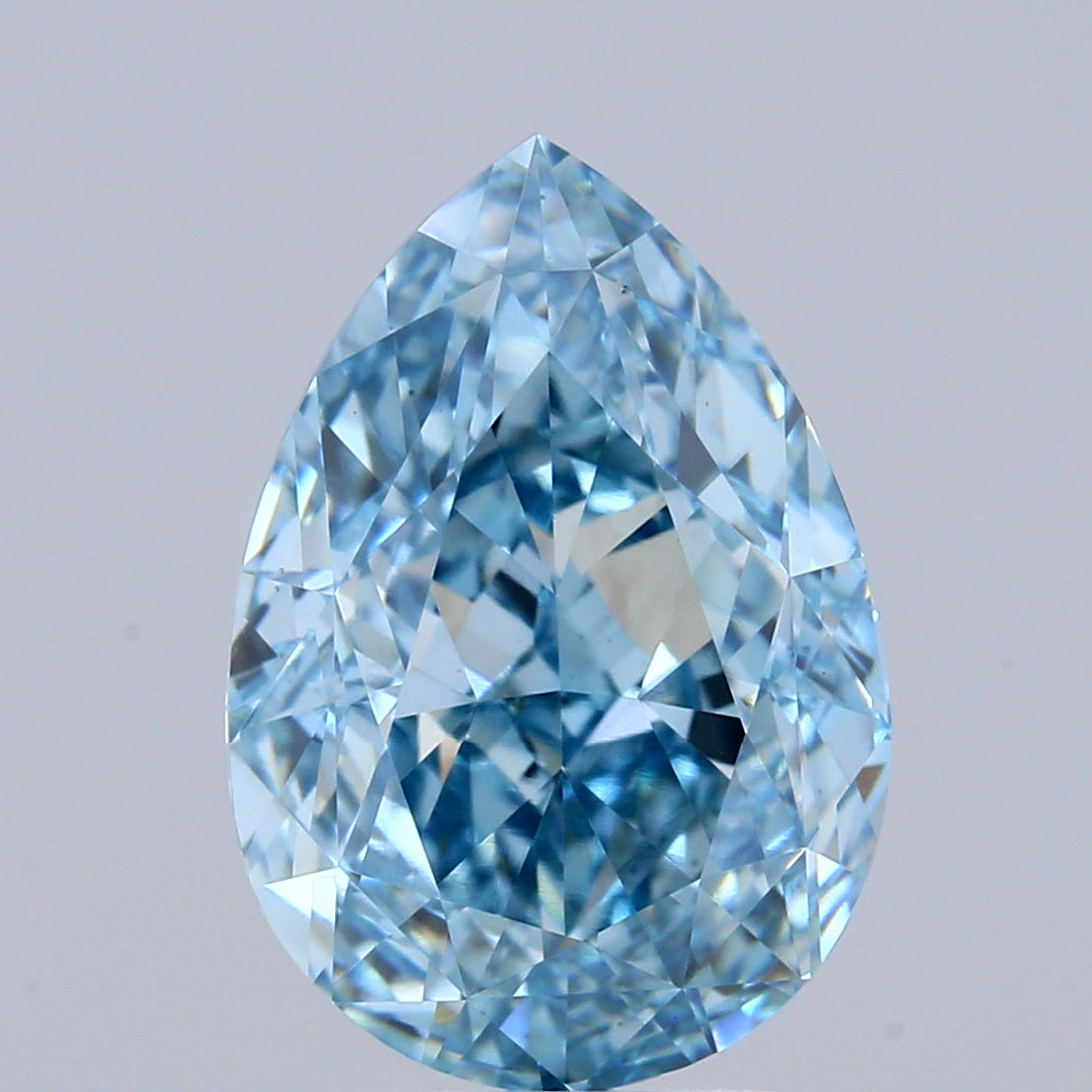 4ct Pear FANCY VIVID BLUE VS1 Lab Created Diamond