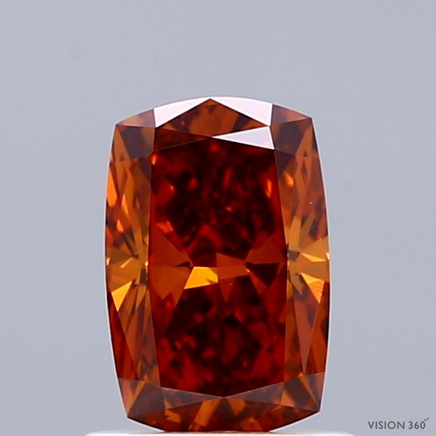 1.02ct Cushion FANCY INTENSE BROWNISH ORANGE VVS2 Lab Created Diamond