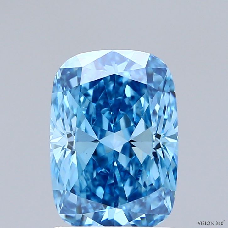 1.82ct Cushion FANCY VIVID BLUE VS1 Lab Created Diamond