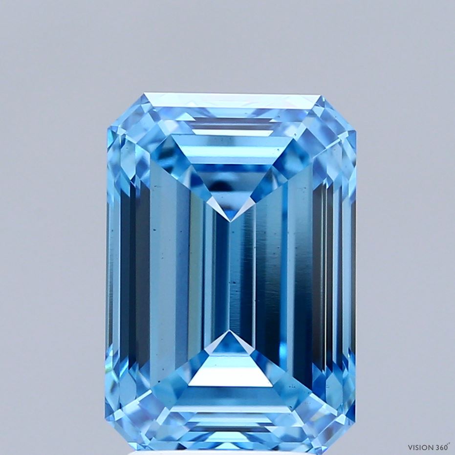 4.58ct Emerald FANCY VIVID BLUE VS2 Lab Created Diamond