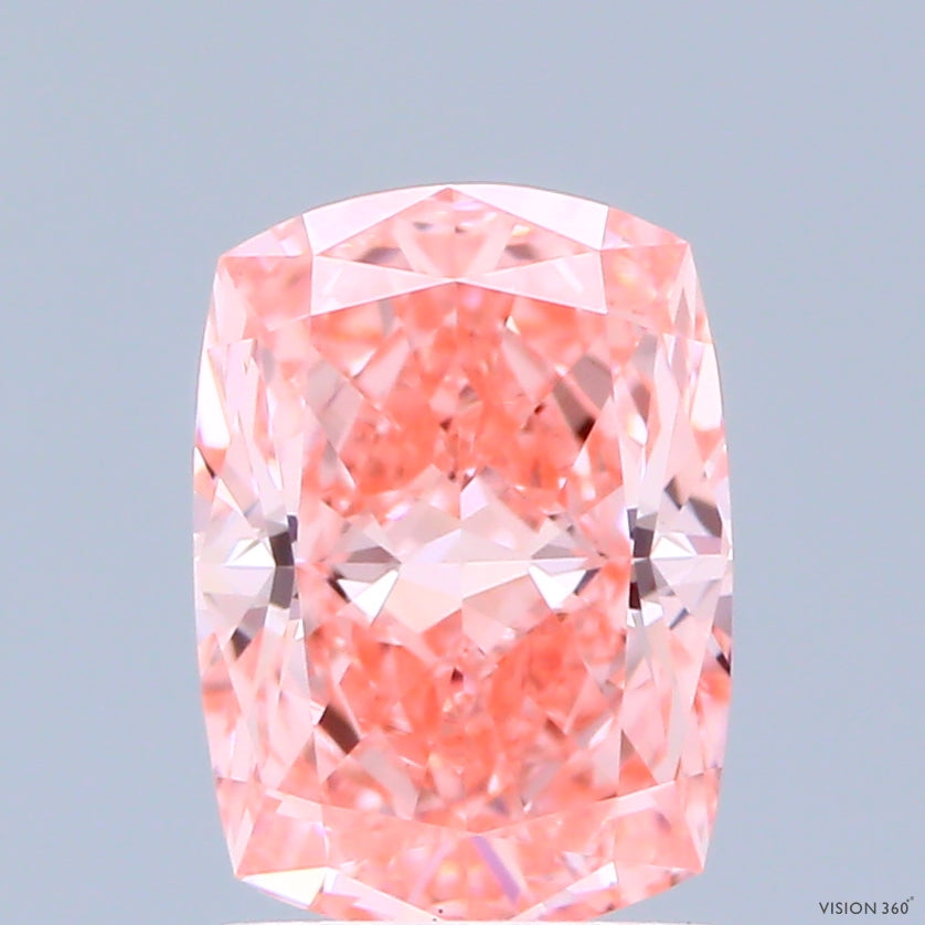 1.48ct Cushion FANCY VIVID PINK VS1 Lab Created Diamond