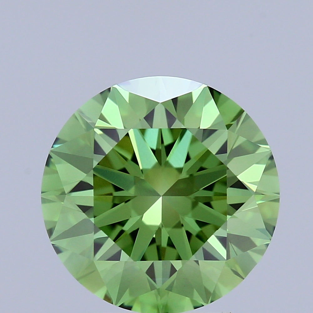 3.45ct Round FANCY VIVID GREEN VVS2 Lab Created Diamond