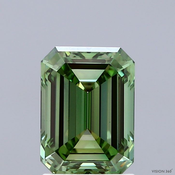 2.05ct Emerald FANCY VIVID GREEN VVS2 Lab Created Diamond
