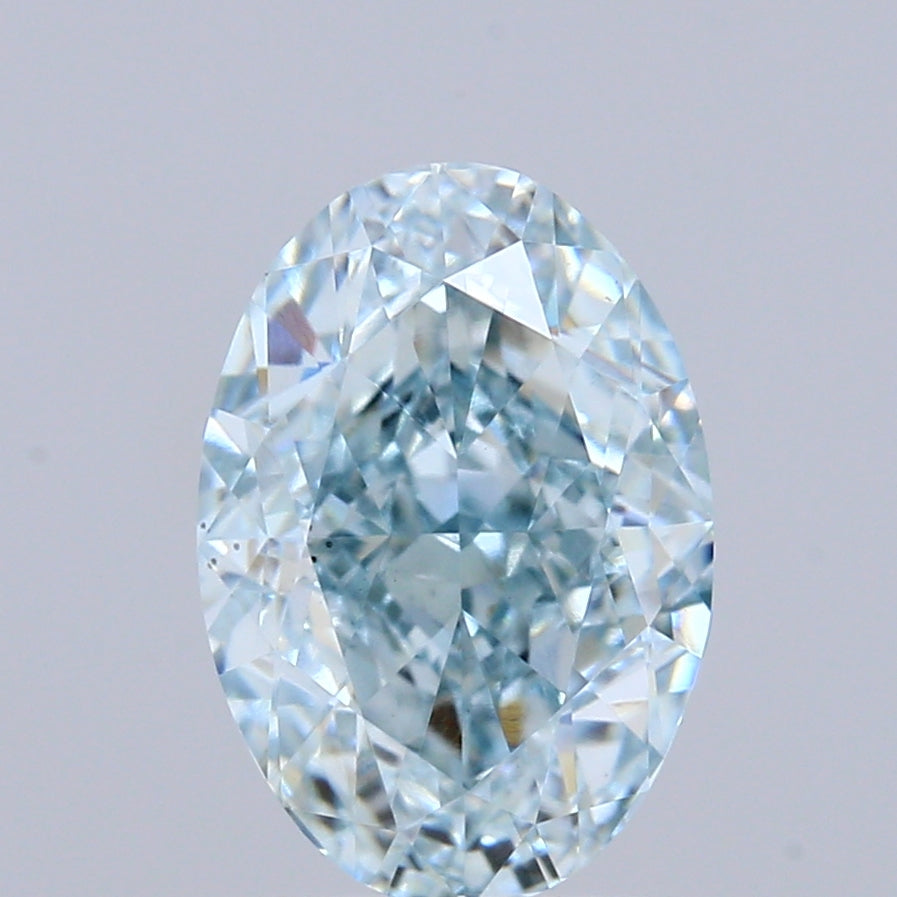 2.19ct Oval FANCY INTENSE GREENISH BLUE VS2 Lab Created Diamond