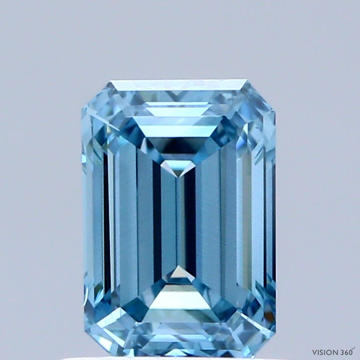 0.95ct Emerald FANCY VIVID BLUE VS2 Lab Created Diamond