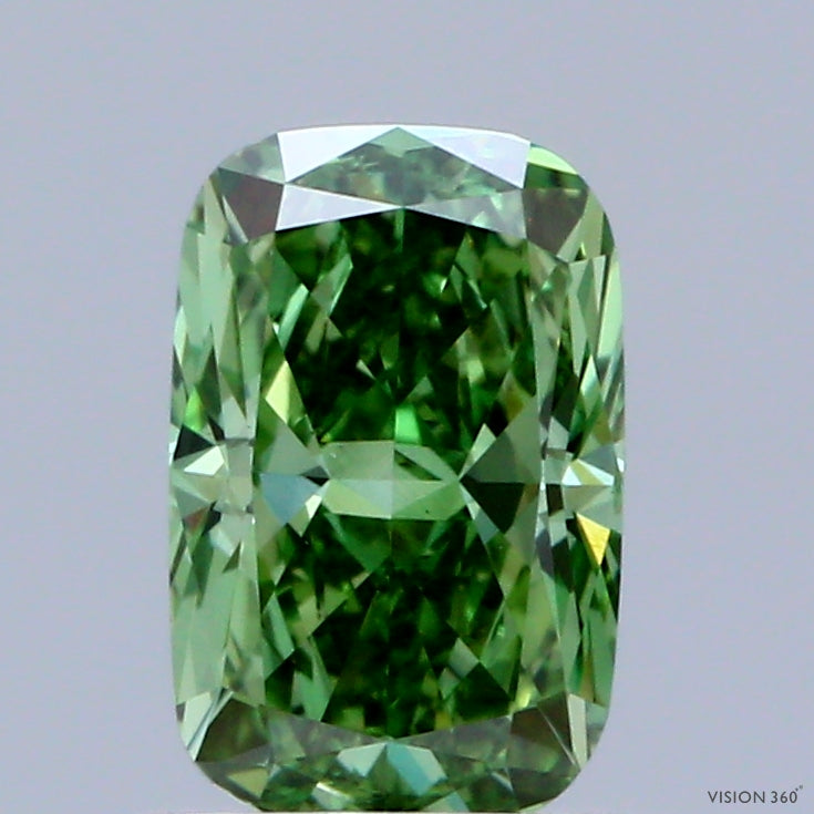 1.05ct Cushion FANCY VIVID GREEN VVS2 Lab Created Diamond