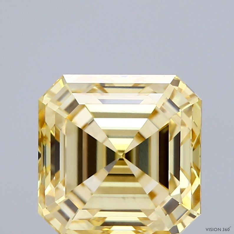 4.06ct Asscher FANCY YELLOW VS1 Lab Created Diamond