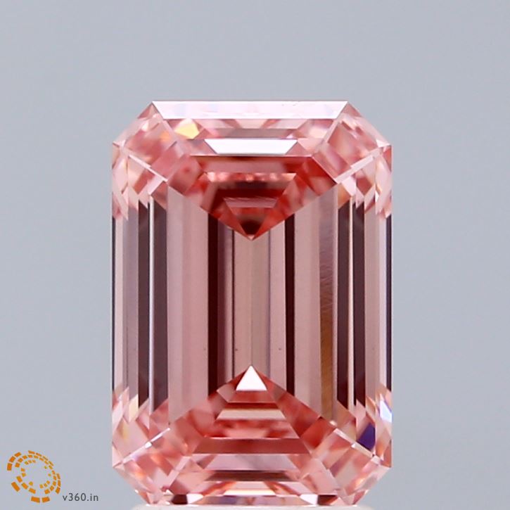 2.59ct Emerald FANCY INTENSE PINK VS1 Lab Created Diamond
