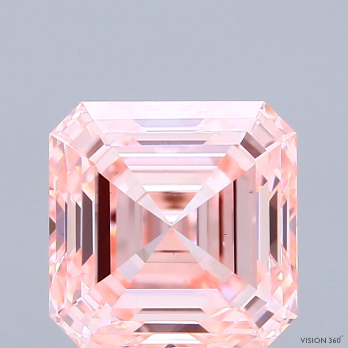 2.91ct Asscher FANCY INTENSE PINK VS1 Lab Created Diamond