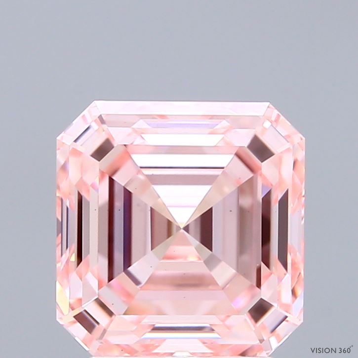 3.14ct Asscher FANCY INTENSE PINK VS1 Lab Created Diamond