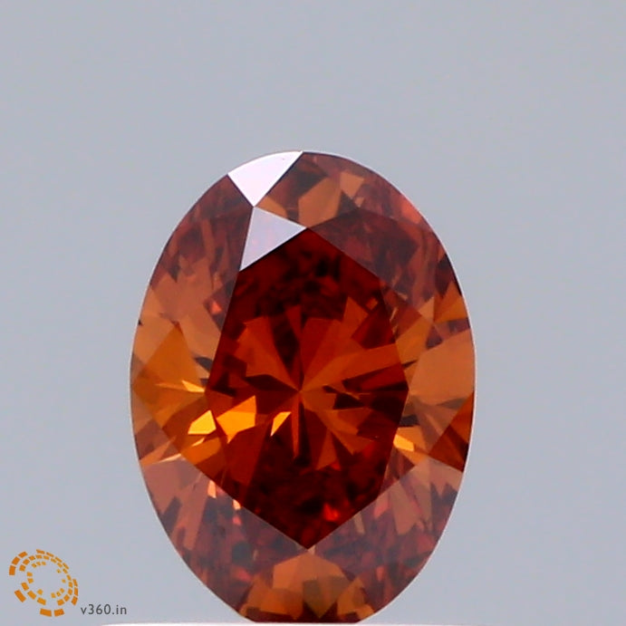 0.53ct Oval FANCY VIVID ORANGE VVS2 Lab Created Diamond