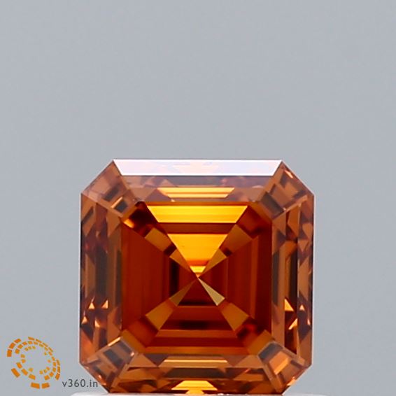 0.93ct Asscher FANCY VIVID ORANGE VVS2 Lab Created Diamond
