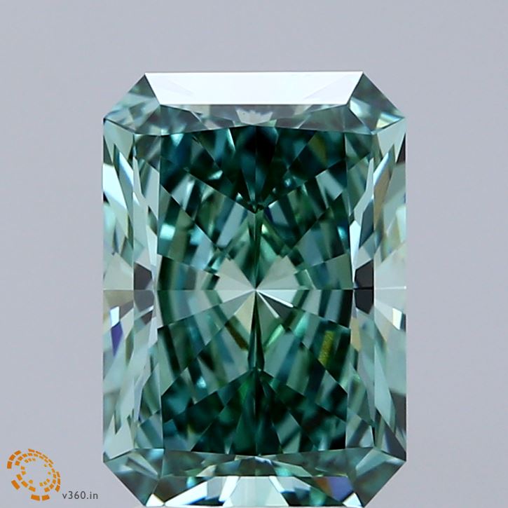 3.07ct Radiant FANCY VIVID GREEN VS1 Lab Created Diamond
