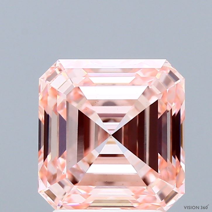 3.2ct Asscher FANCY INTENSE PINK VS1 Lab Created Diamond