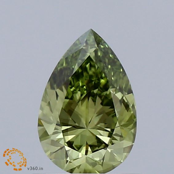 0.73ct Pear FANCY VIVID GREEN VS2 Lab Created Diamond