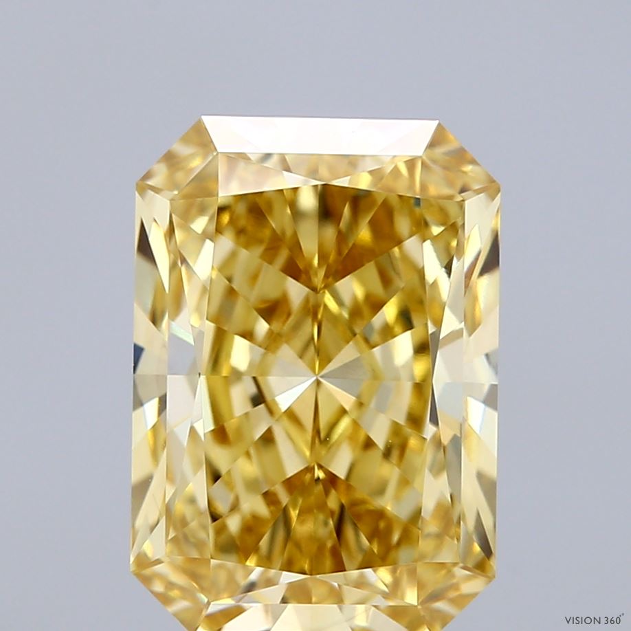 4.52ct Radiant FANCY INTENSE YELLOW VS1 Lab Created Diamond