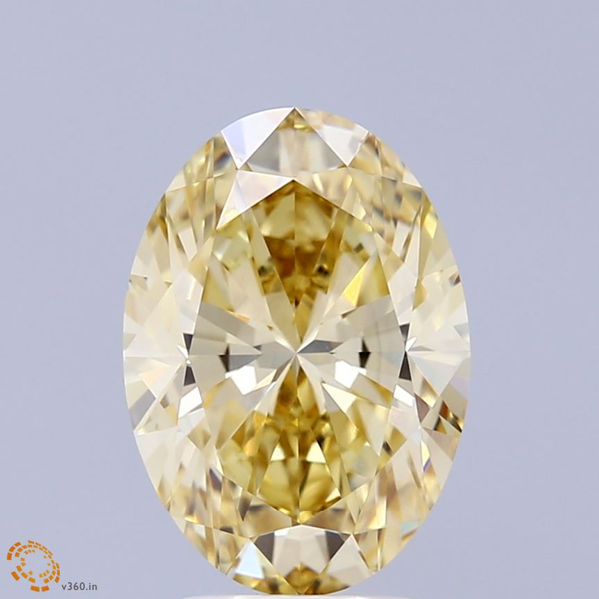 3.05ct Oval FANCY INTENSE YELLOW VS1 Lab Created Diamond