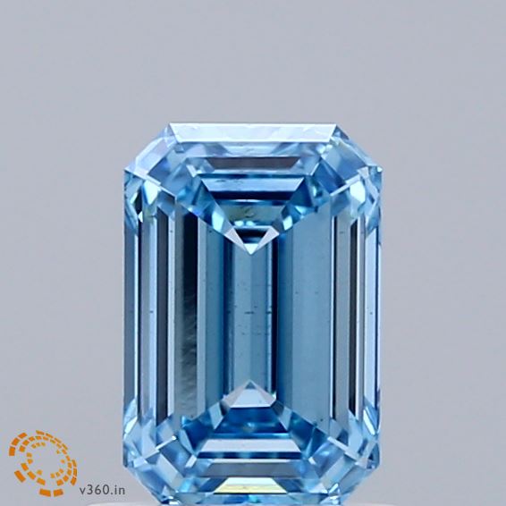 1.01ct Emerald FANCY VIVID BLUE VS1 Lab Created Diamond