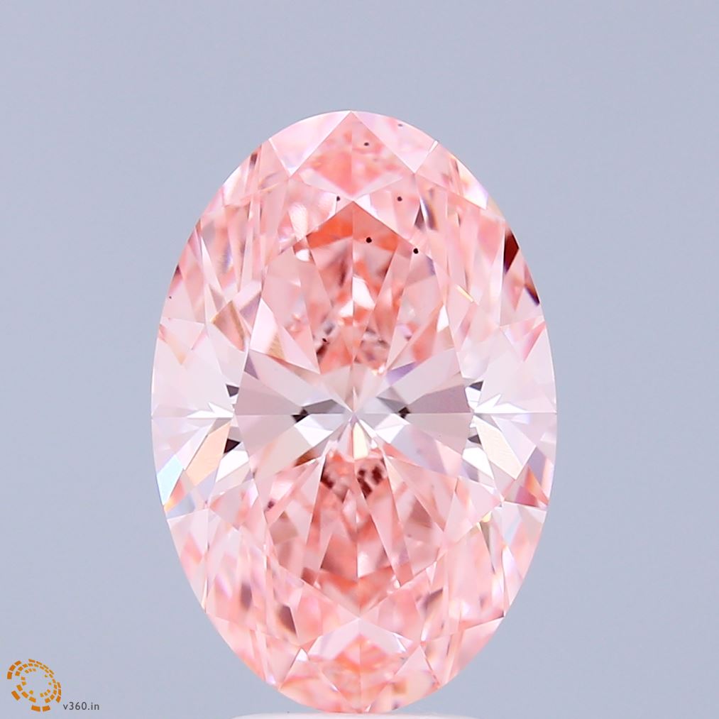 5.03ct Oval FANCY VIVID PINK VS2 Lab Created Diamond