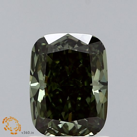 1.12ct Cushion FANCY DEEP GREEN VS1 Lab Created Diamond