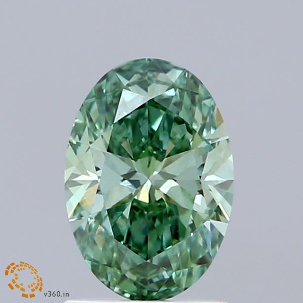 1.03ct Oval FANCY VIVID GREEN VVS2 Lab Created Diamond