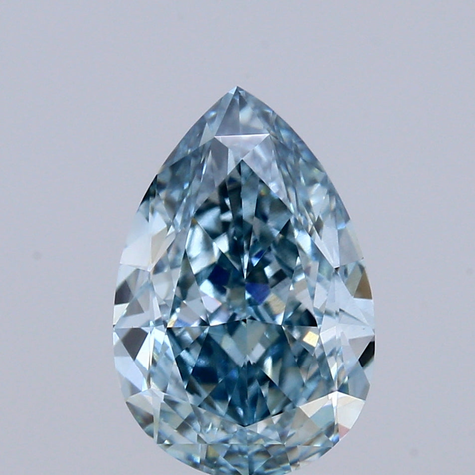 2.05ct Pear FANCY VIVID GREENISH BLUE VS1 Lab Created Diamond