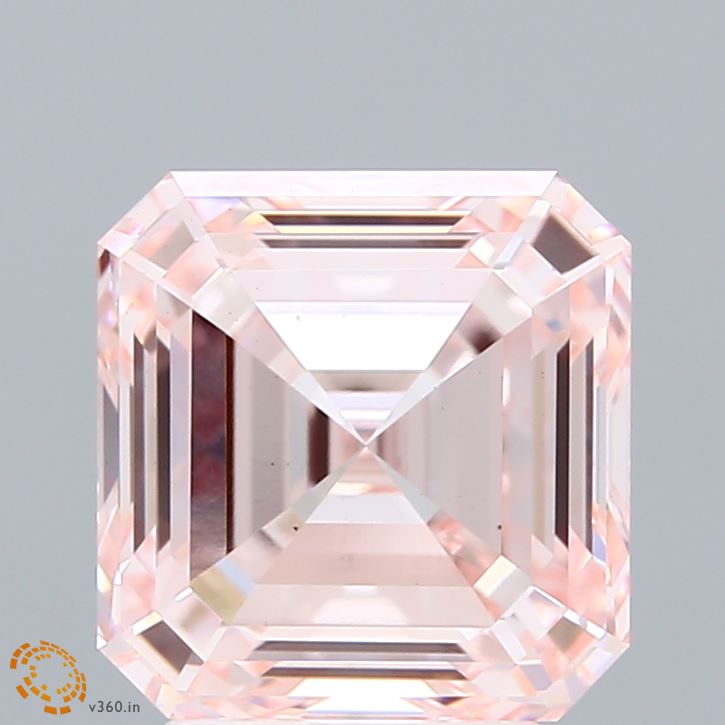 3.8ct Asscher FANCY INTENSE PINK VS1 Lab Created Diamond
