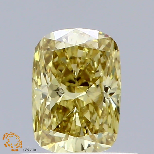 0.53ct Cushion FANCY VIVID YELLOW VS1 Lab Created Diamond