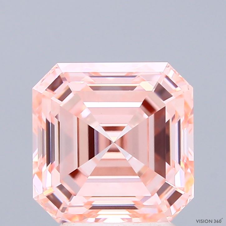 3.16ct Asscher FANCY INTENSE PINK VVS2 Lab Created Diamond